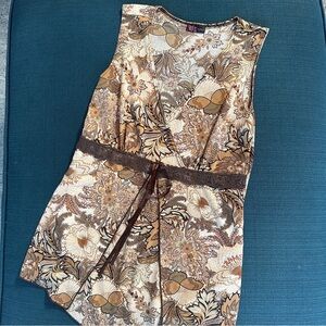 Agenda Floral Top with Brown and Cream Hues